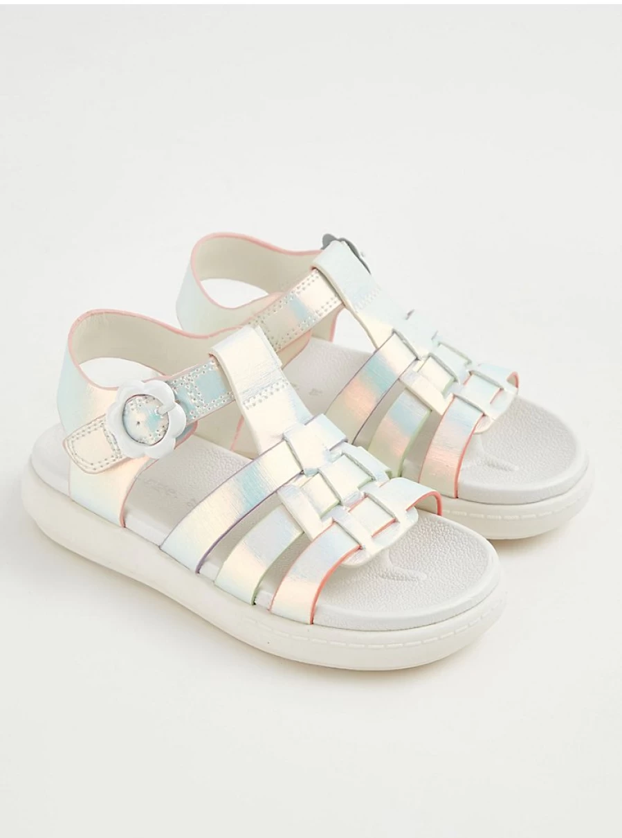 Girls' White Holographic Fisherman Sandals | George at Asda | Kids' Comfort & Style
