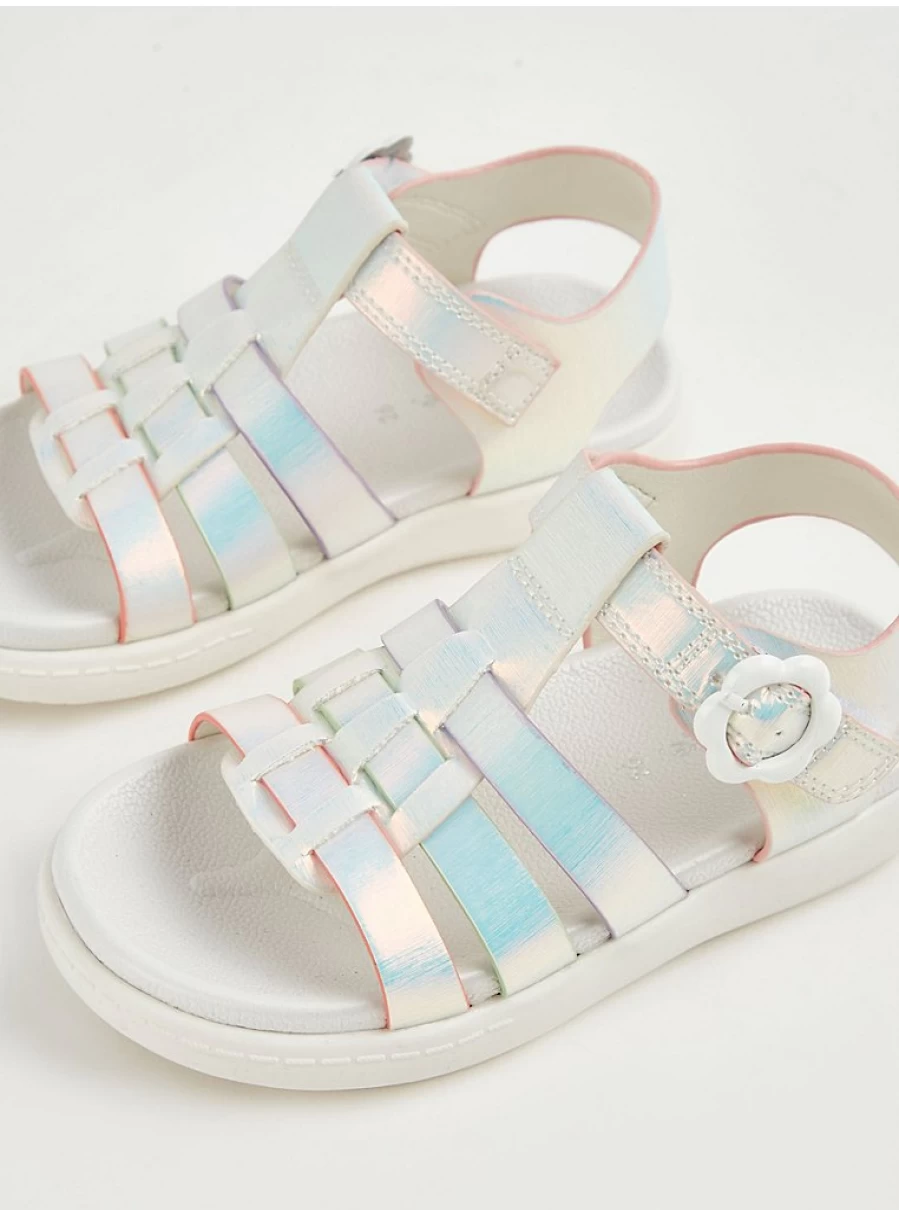 Girls' White Holographic Fisherman Sandals | George at Asda | Kids' Comfort & Style