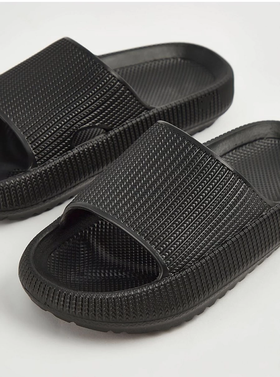 Girls' Black Chunky Sliders | Comfortable Kids' Sandals | George at Asda