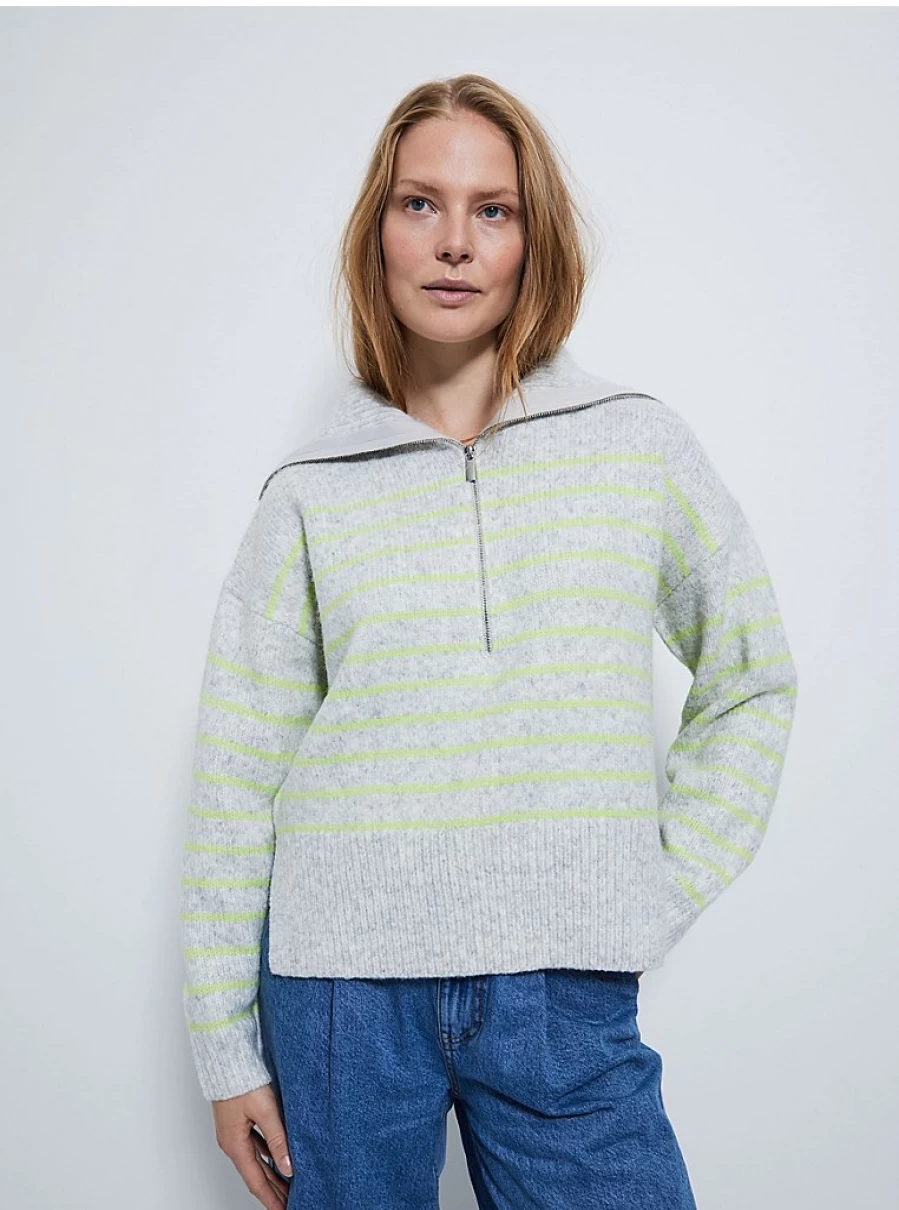 "George at Asda Women's Grey Striped Zip Neck Jumper – Comfort & Style Review"
