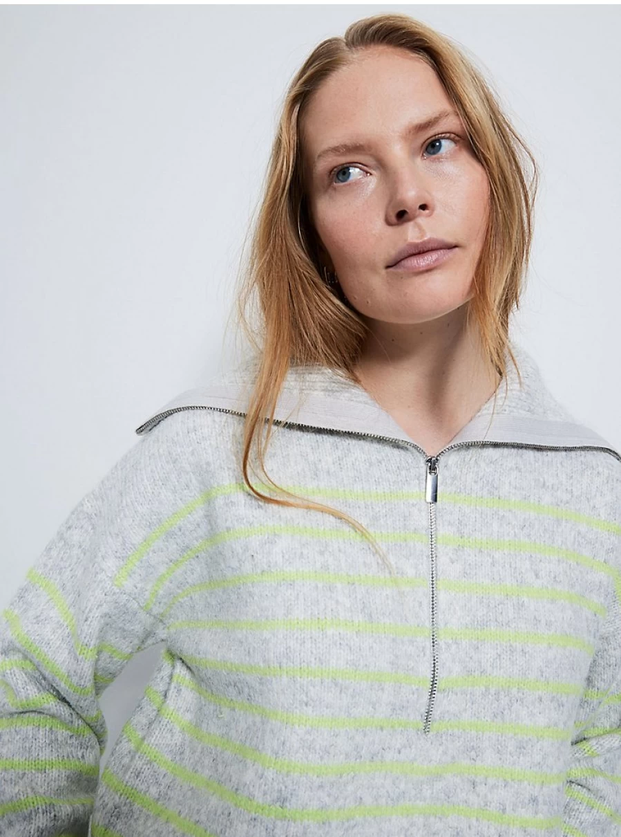 "George at Asda Women's Grey Striped Zip Neck Jumper – Comfort & Style Review"