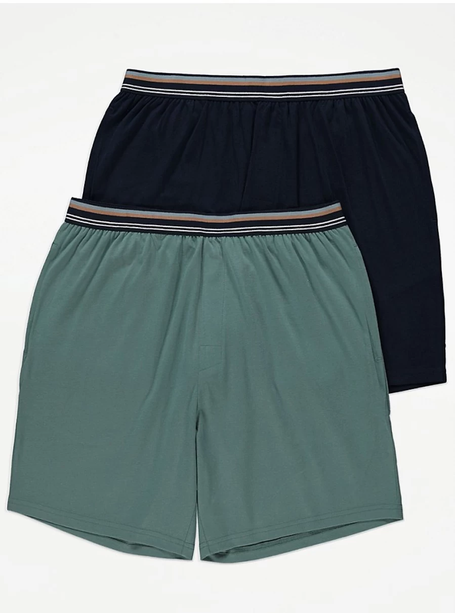 Men's Jersey Loungewear Shorts 2-Pack - Comfortable Casual Shorts by George at Asda