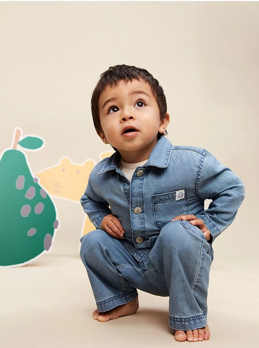 "George at Asda Baby Boy's Denim Jacket, Trousers & T-Shirt 3-Piece Set – Little Angels Collection"