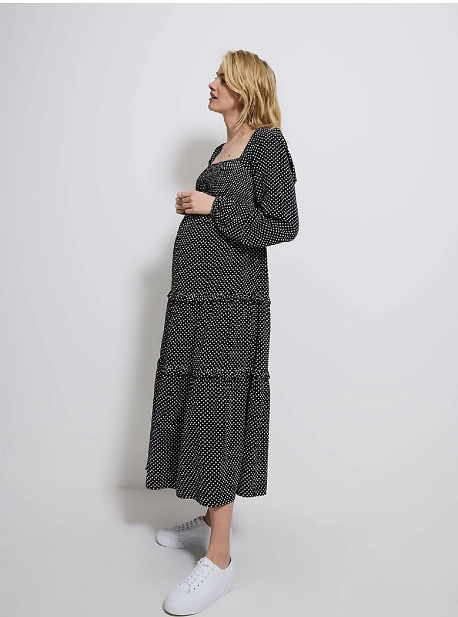 Baby Black Heart Tiered Midi Dress by George at Asda | Cute & Comfortable Infant Wear