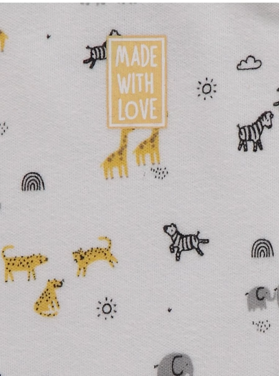 George at Asda Safari Animal Print Baby Bodysuits - Soft 3-Pack for Newborns & Infants