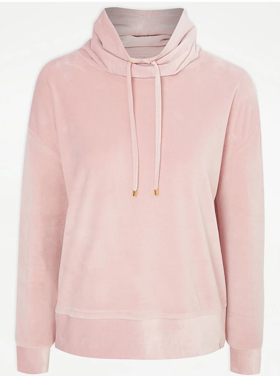 "George at Asda Pink Velour Cowl Neck Sleepwear Top | Women's Comfortable Loungewear"