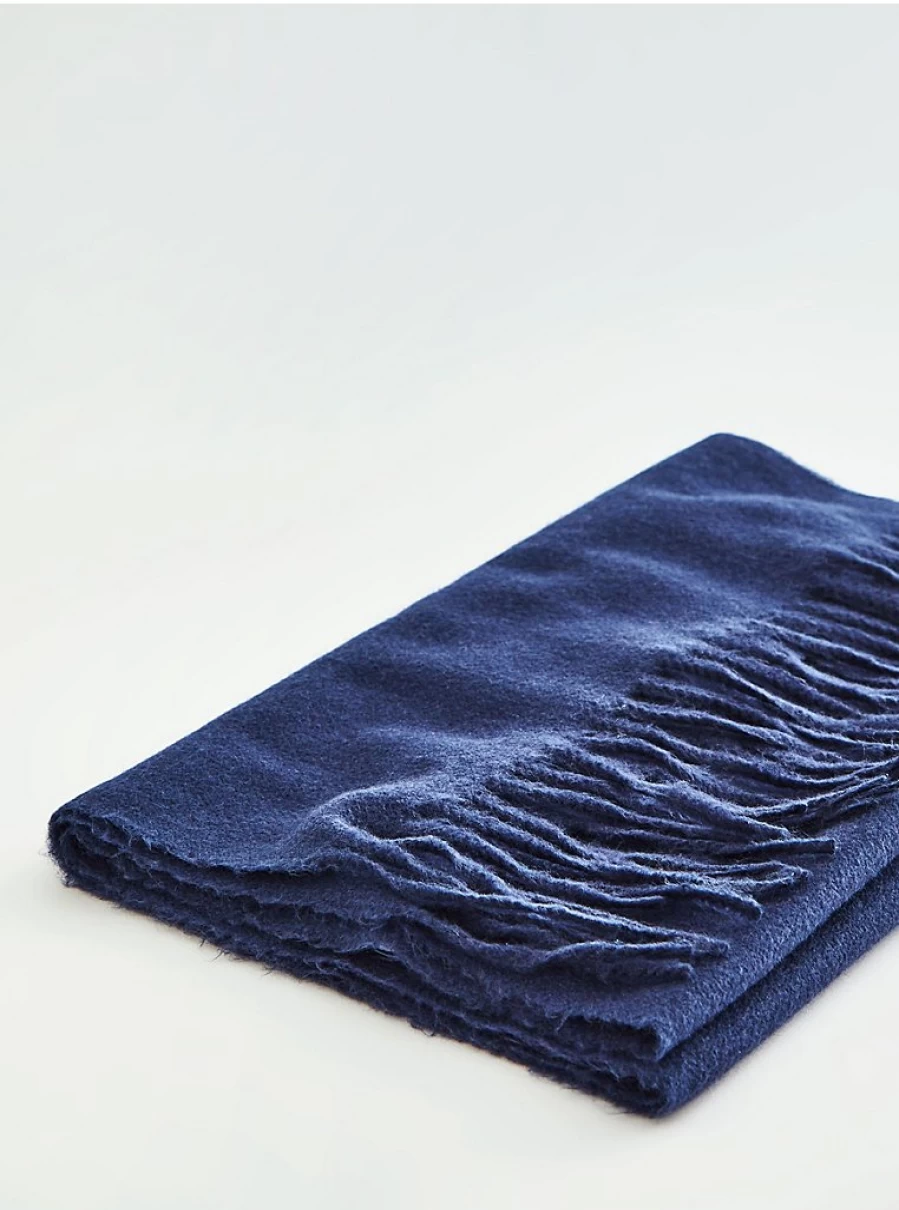 George at Asda Men's Navy Wool Blend Knitted Scarf - Studio Edit Collection