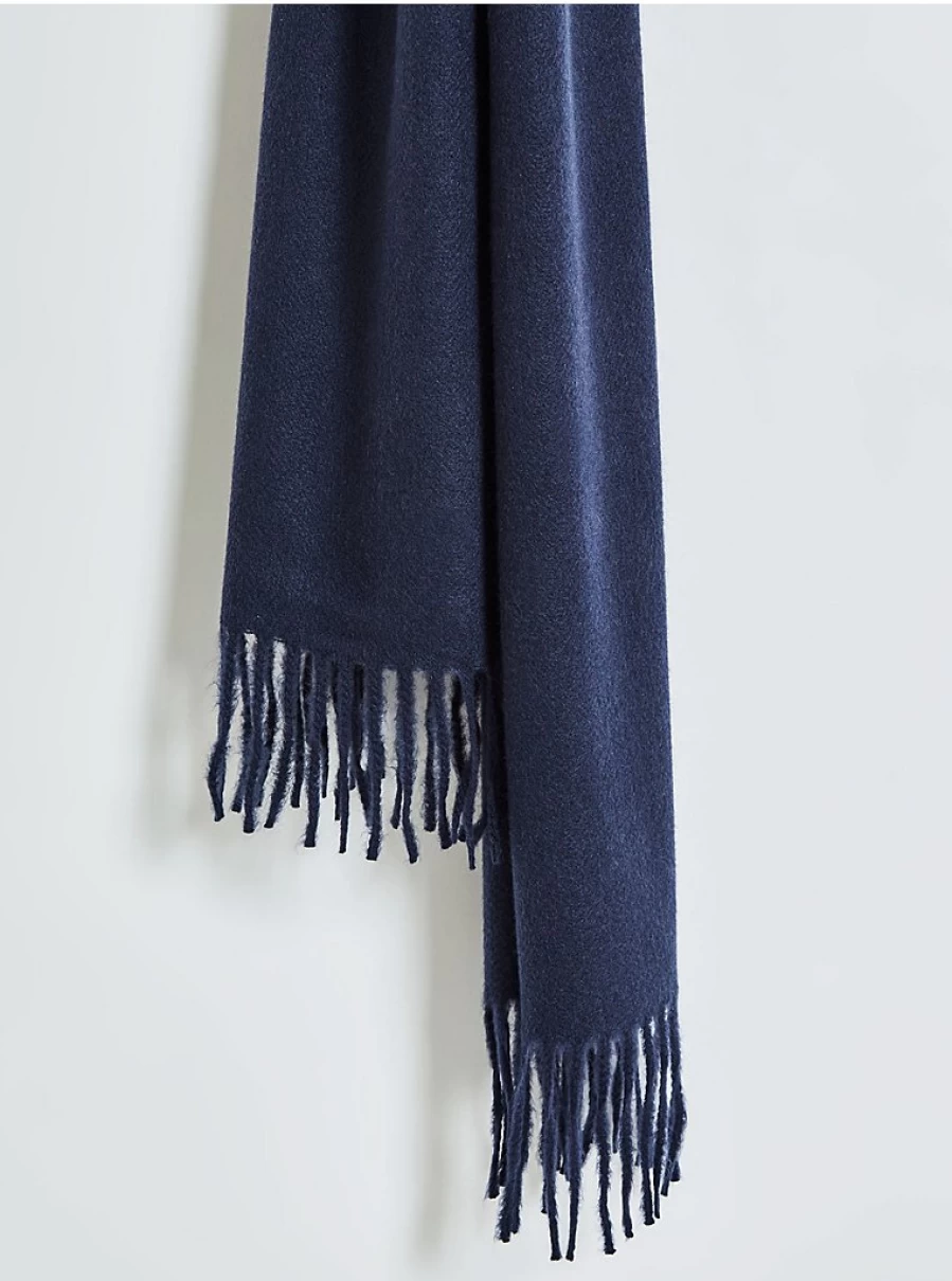 George at Asda Men's Navy Wool Blend Knitted Scarf - Studio Edit Collection