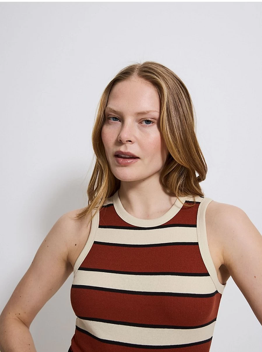 Women's Burgundy Striped Ribbed Vest - George at Asda Review & Style Guide