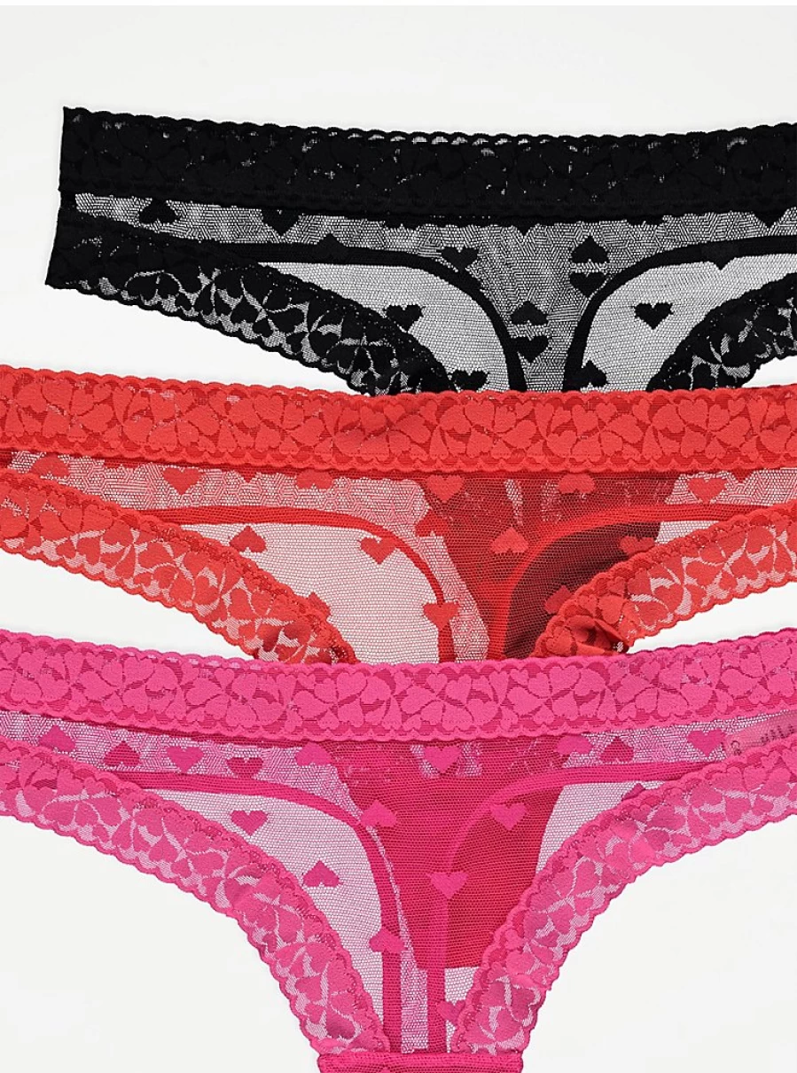 George at Asda Women's Bright Floral Mesh Thongs 3-Pack - Comfortable Lingerie Underwear Set