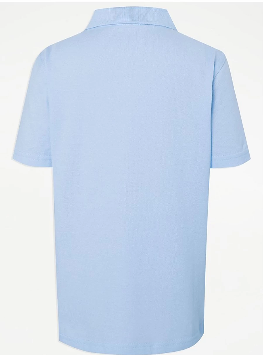 "George at Asda Light Blue Short Sleeve School Polo Shirts 2 Pack – Comfortable & Easy Fit for Kids"