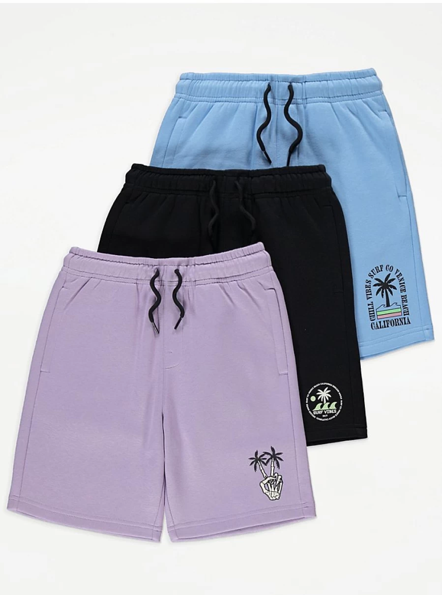 George at Asda Boys' Venice Beach Jersey Shorts 3-Pack - Comfort & Style for Active Kids