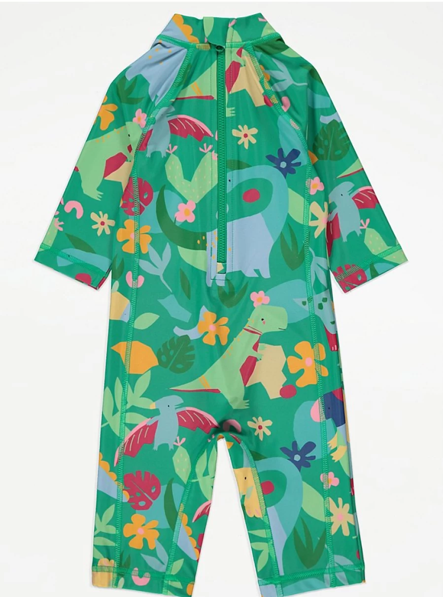 "George at Asda Boys' Green Dinosaur Swimsuit with Keppi Hat – Kids Swimwear Review"