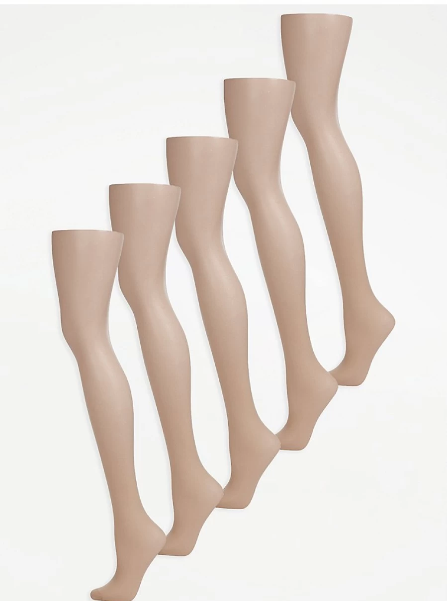 George at Asda Nude Gloss 15 Denier Tights 5 Pack - Sheer Comfort & Everyday Wear