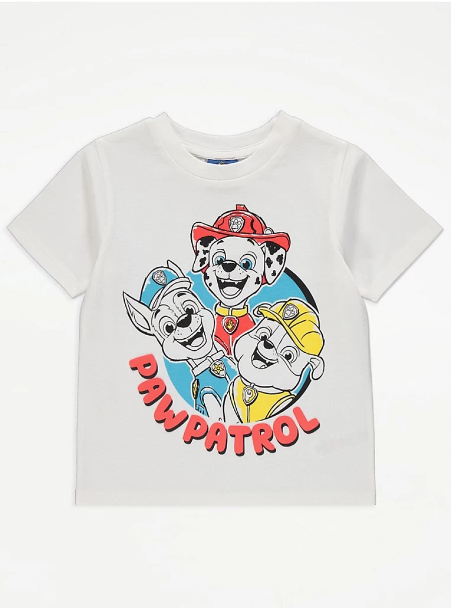 George at Asda Paw Patrol Kids' White T-Shirt - Official Character Tee for Boys & Girls