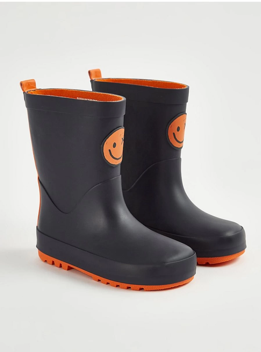 "George at Asda Boys' Charcoal Smiley Face Wellington Boots | Kids' Waterproof Rain Boots Review"