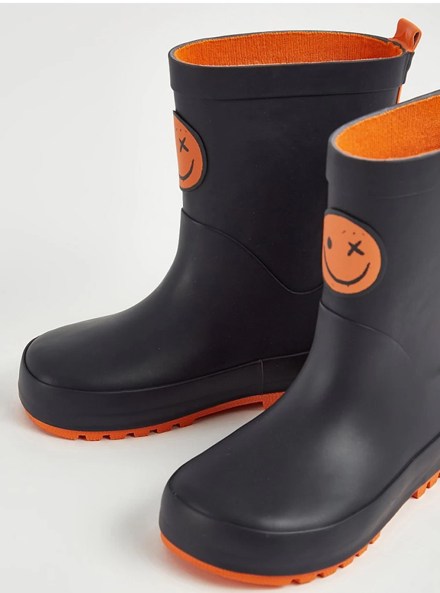 "George at Asda Boys' Charcoal Smiley Face Wellington Boots | Kids' Waterproof Rain Boots Review"