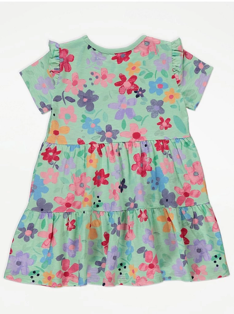 George at Asda Girls Green Floral Tiered Jersey Dress - Comfortable & Stylish Kids Dress Review