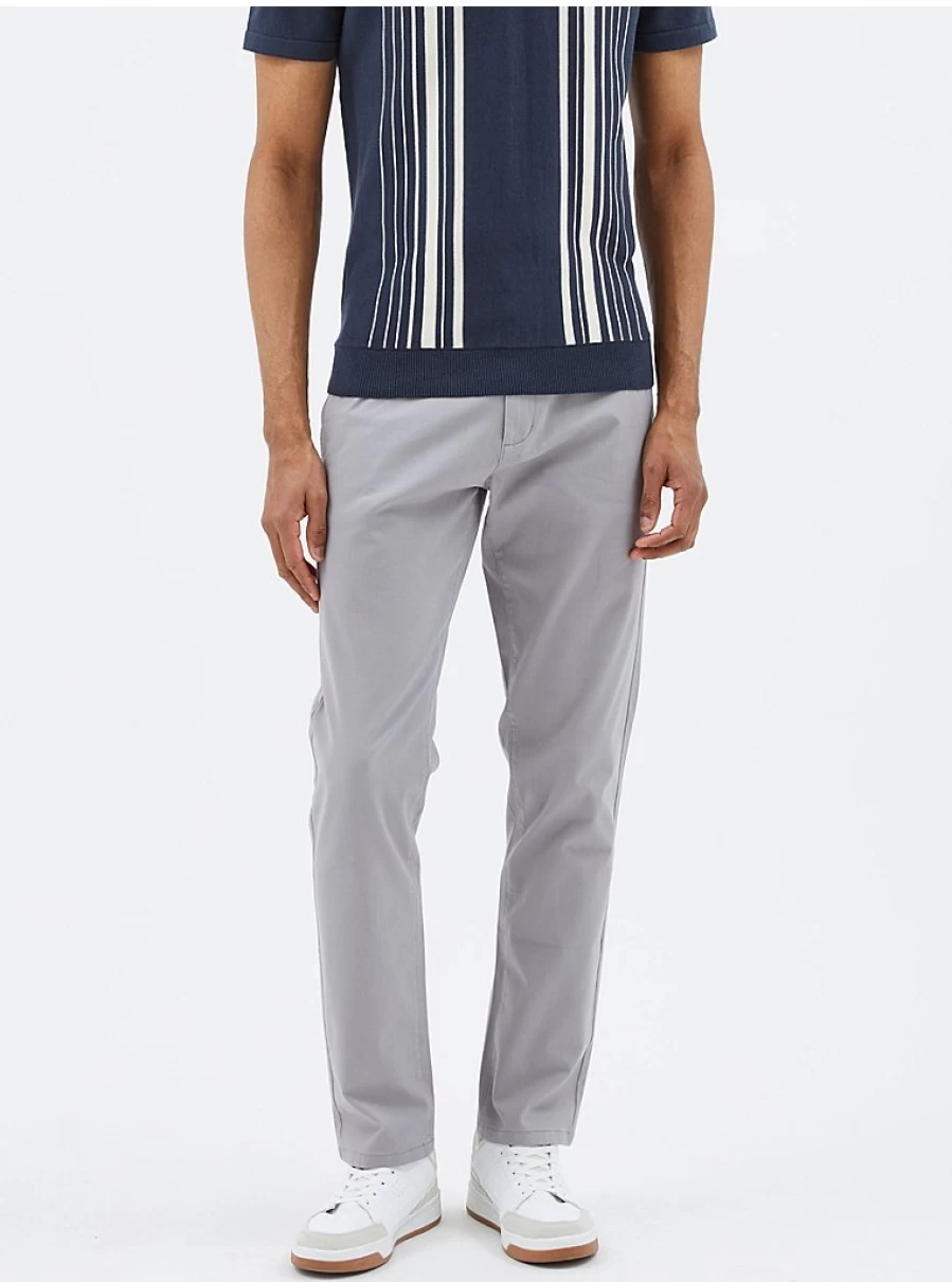 Men's Grey Slim Fit Stretch Chino Trousers | Comfort & Style | George at ASDA