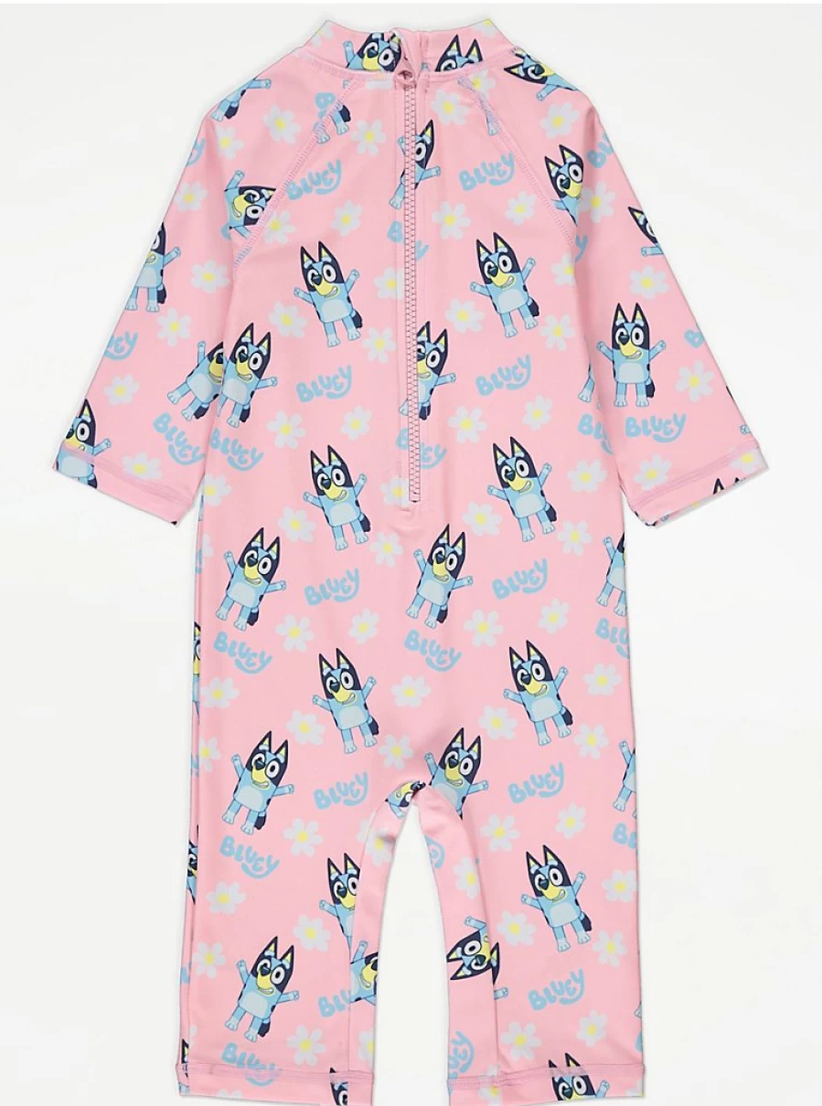 "George at Asda Girls' Bluey Pink Floral Sunsafe Swimsuit – Kids UV Protection Swimwear Review"