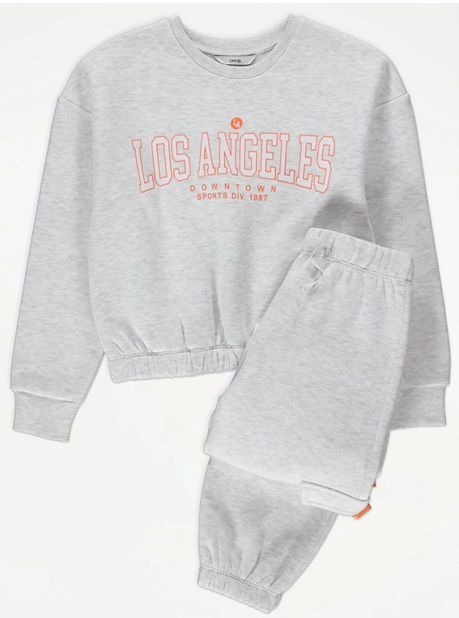 "George at Asda Kids Grey Los Angeles Slogan Sweatshirt & Joggers Outfit Reviews"
