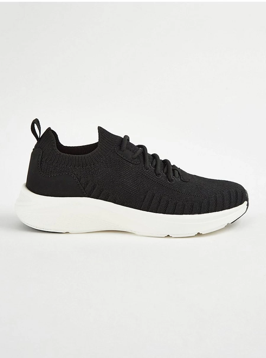 Women's Black Knitted Lace-Up Trainers | George at Asda | Comfort & Style