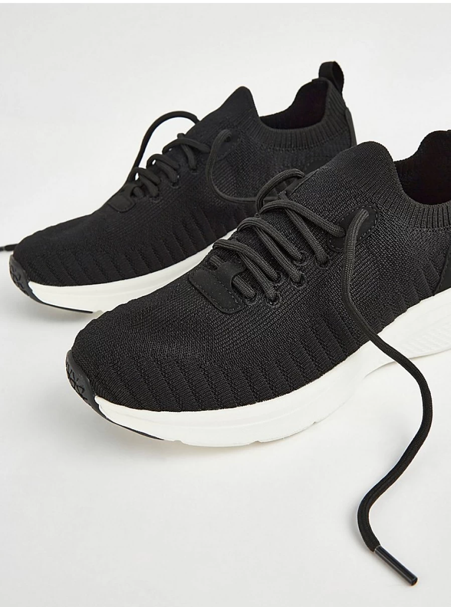 Women's Black Knitted Lace-Up Trainers | George at Asda | Comfort & Style
