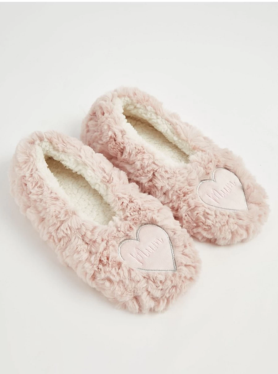 "George at Asda Pink Faux Fur Heart Slippers for Women - Cozy Home Footwear Review"