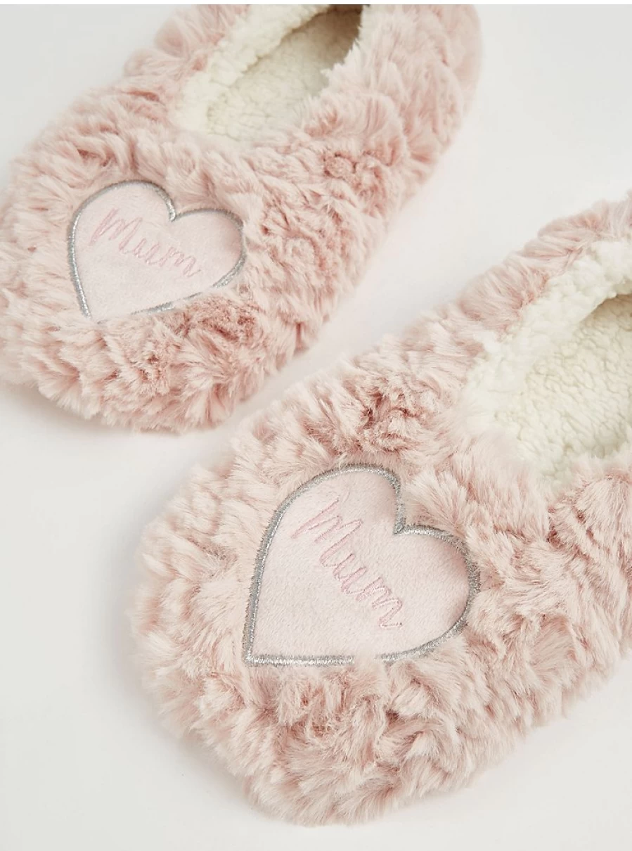 "George at Asda Pink Faux Fur Heart Slippers for Women - Cozy Home Footwear Review"