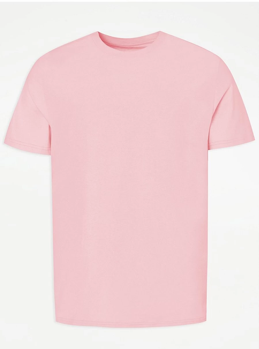 Men's Pink Crew Neck T-Shirt | George at Asda | Comfort Fit Casual Tee