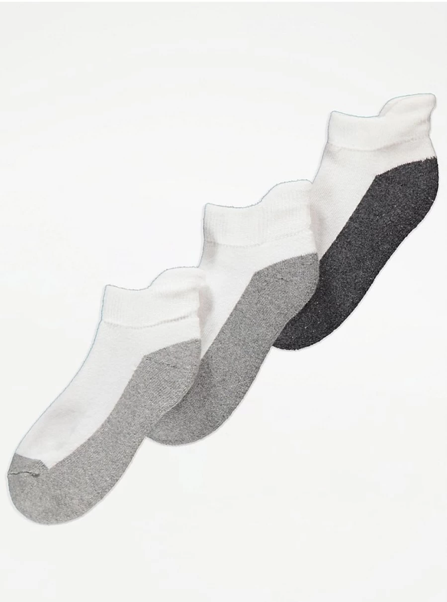 Boys' White Contrast Sole Trainer Liner Socks 3 Pack - George at Asda