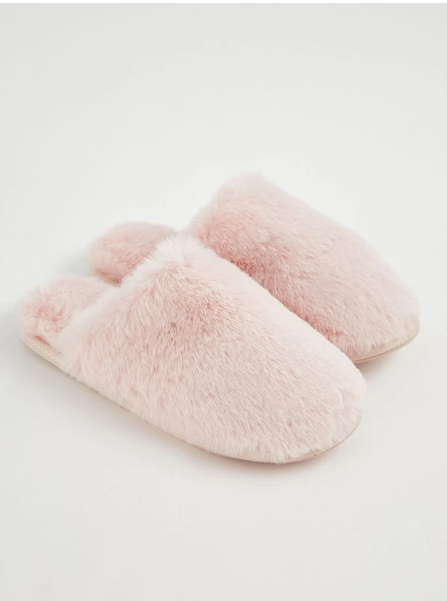 "George at Asda Pink Faux Fur Mule Slippers - Cozy Women's House Shoes Review"