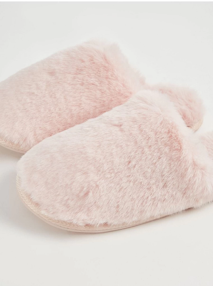 "George at Asda Pink Faux Fur Mule Slippers - Cozy Women's House Shoes Review"