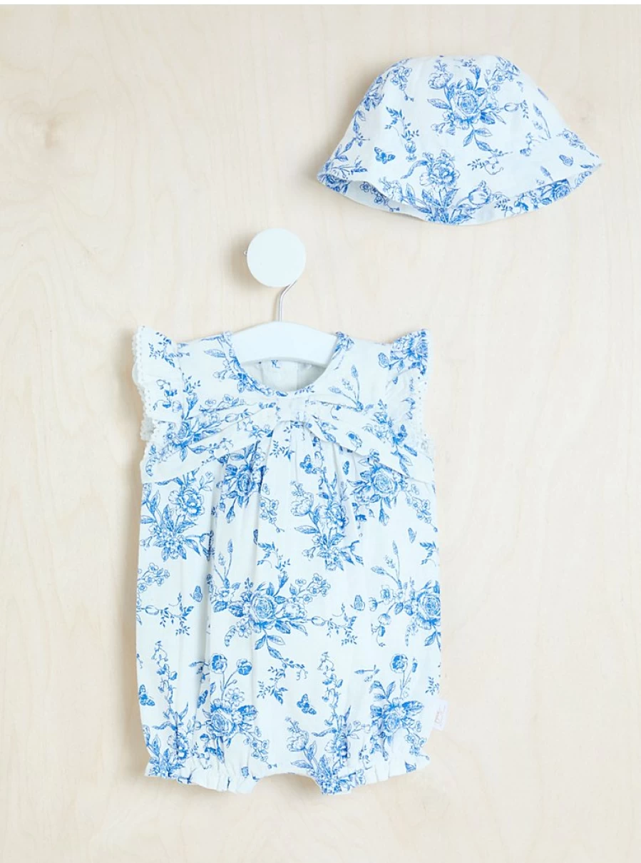 "George at Asda Baby Blue Floral Romper with Bow and Hat Set – Cute Outfit Reviews"