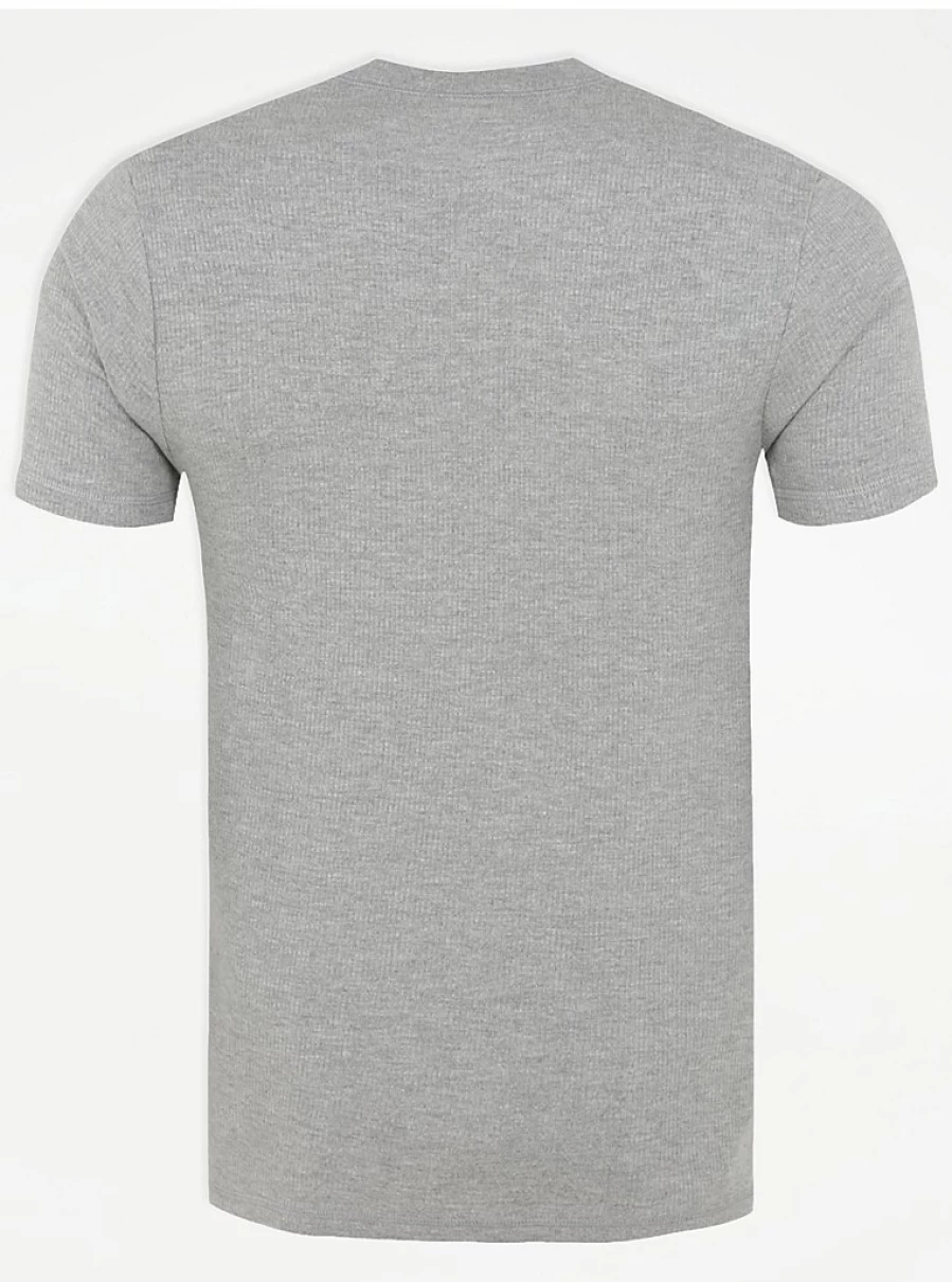 Men's Light Grey Ribbed Thermal Short Sleeve Top - George at Asda