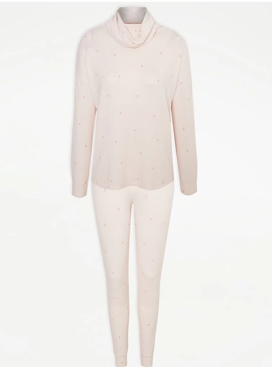 "George at Asda Pink Star Brushed Knit Cowl Neck Pyjamas – Women’s Lingerie & Sleepwear Review"