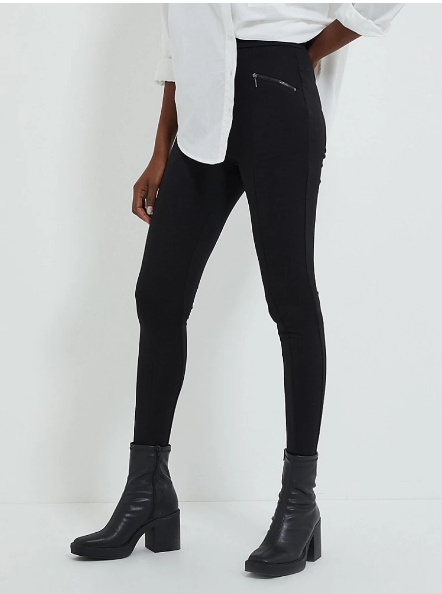 "George at Asda Women's Black Ponte Leggings with Zip Pocket | Comfort & Style"