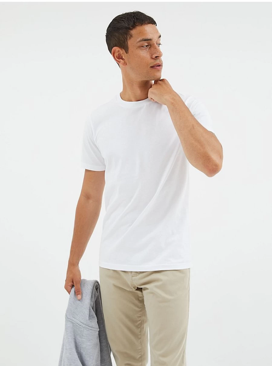 George at Asda Men's White Slim Fit Basic T-Shirt - Comfortable Plain Crew Neck Tee