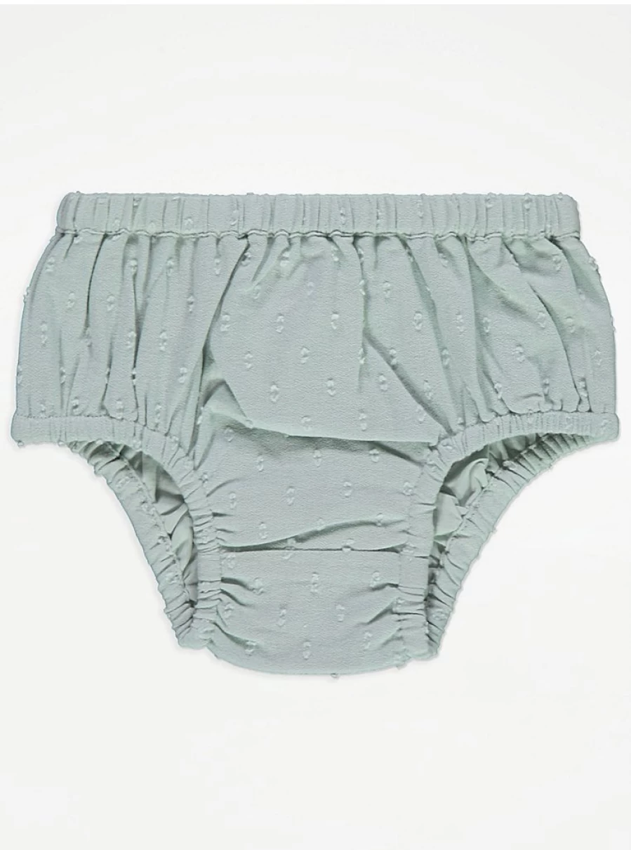 "George at Asda Baby Girls Sage Green Floral Embroidered Dress and Bloomers Set – Review & Outfit Details"