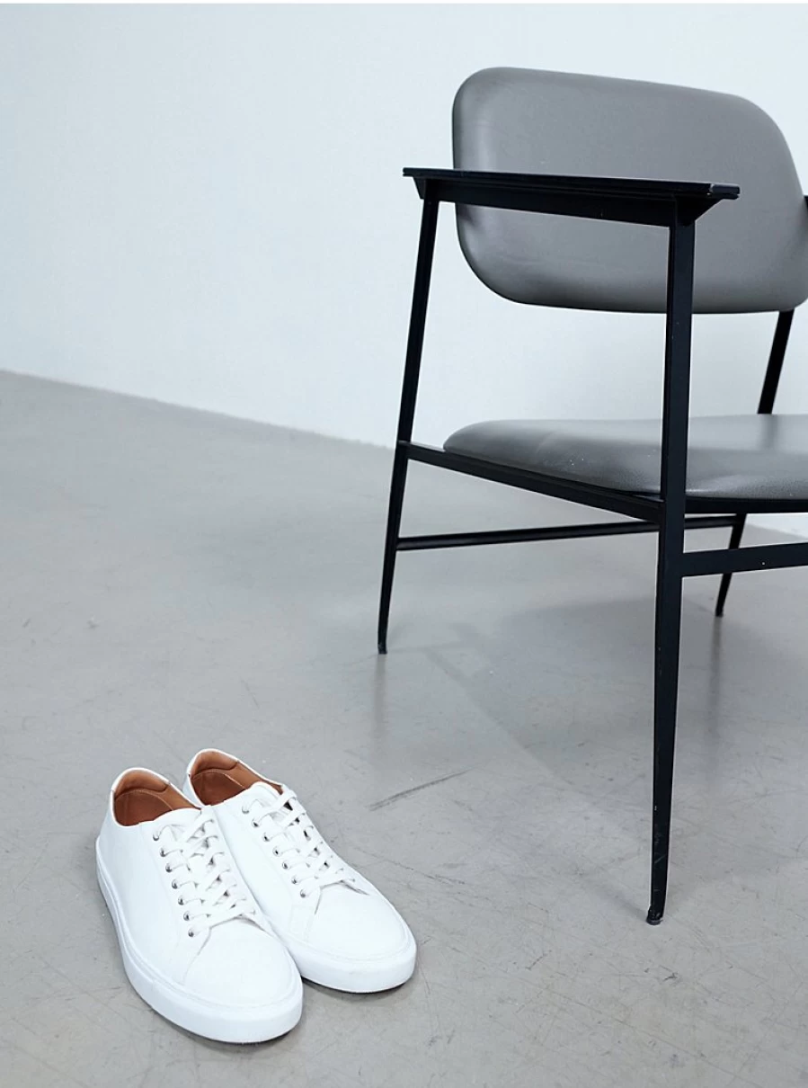 Men's White Leather Lace-Up Trainers – Studio Edit Collection | George at Asda