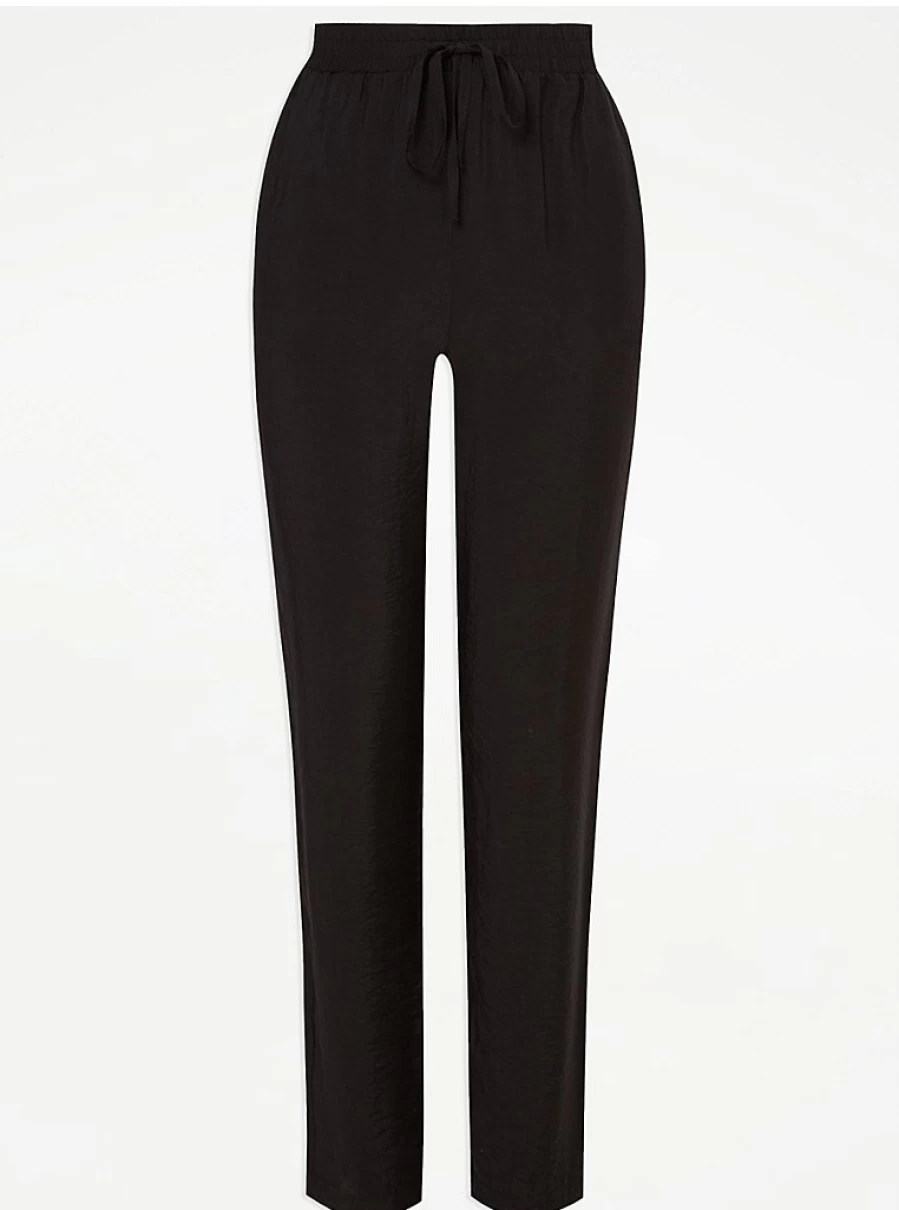 Women's Black Airflow Tapered Leg Trousers - Comfort & Style | George at Asda
