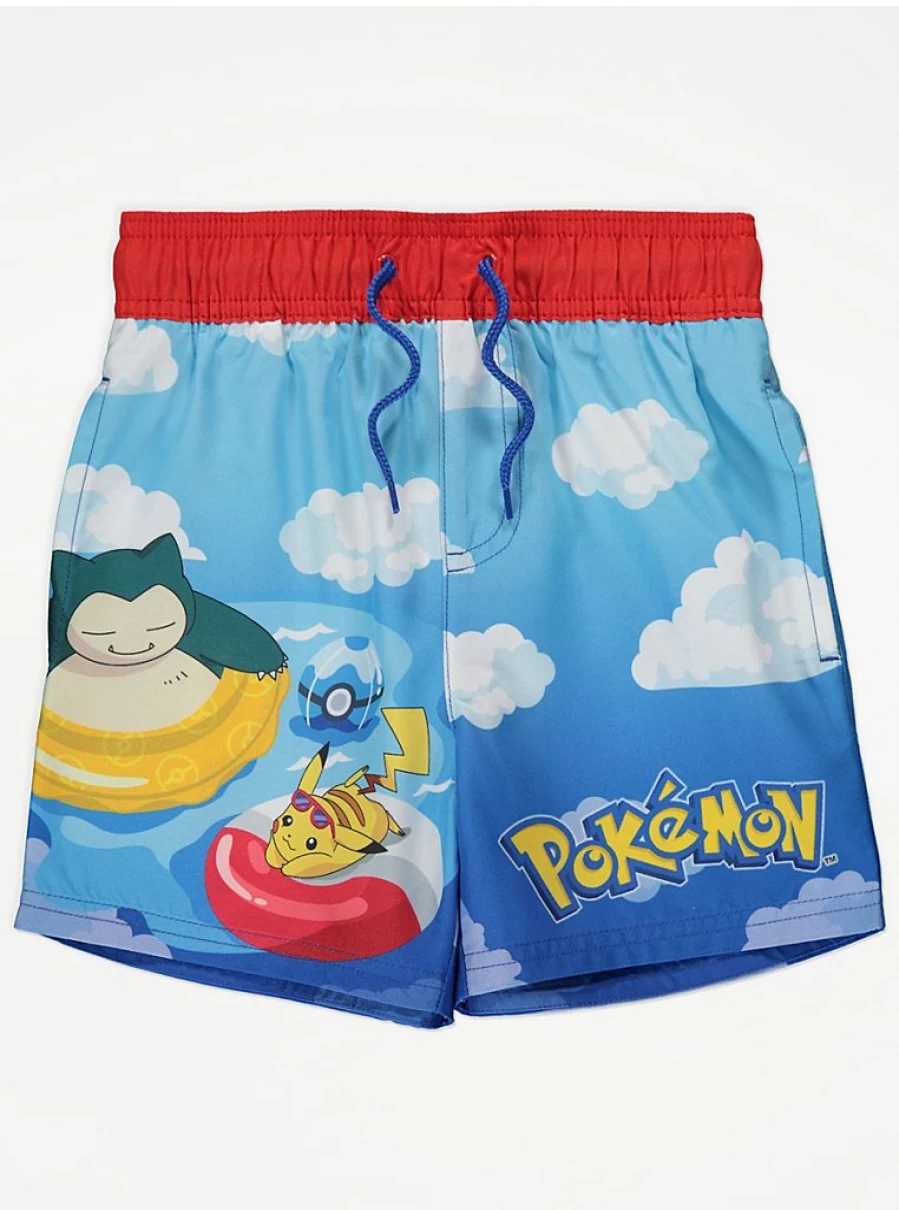 George at Asda Boys' Pokemon Blue Cloud Swim Shorts for Kids | Lightweight & Quick-Dry