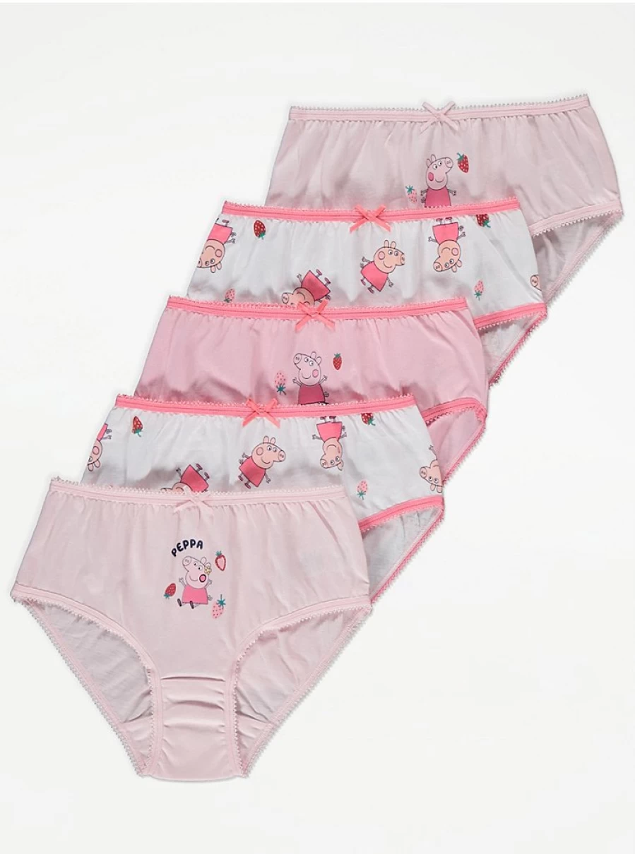 "George at Asda Peppa Pig Kids' Underwear - 5 Pack Pink Strawberry Briefs for Girls"