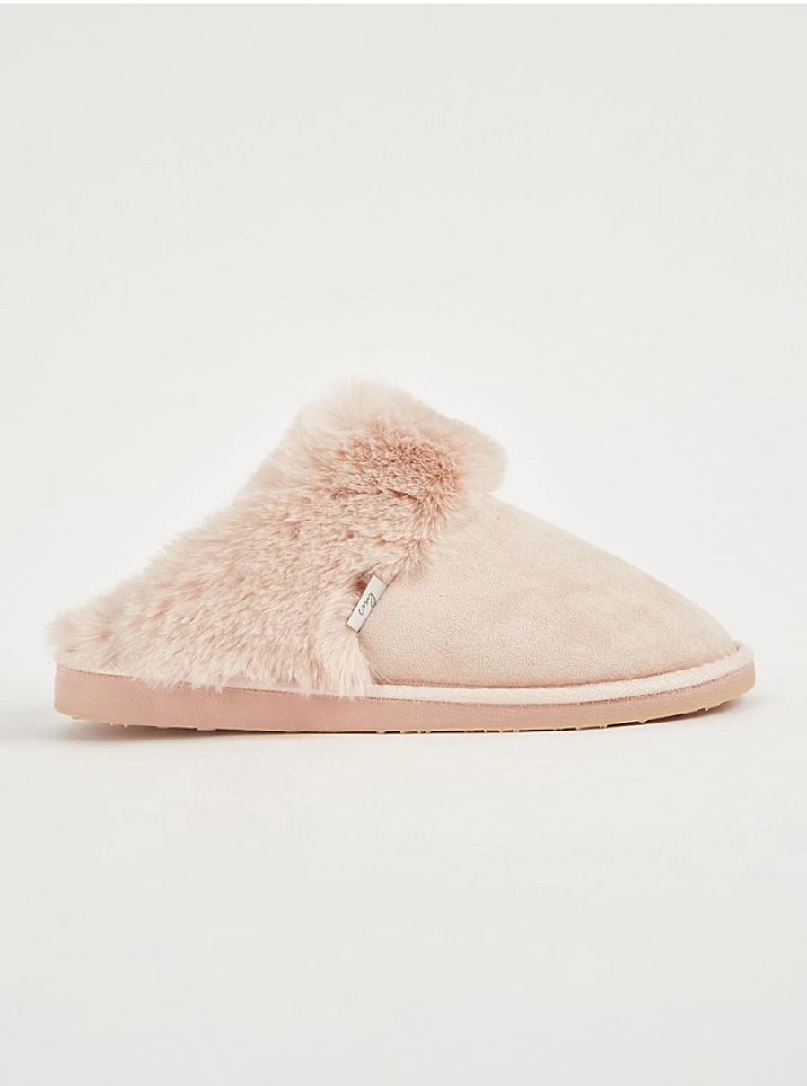 "George at Asda Pink Suedette Fur Trim Mule Slippers | Cozy Home Footwear Review"