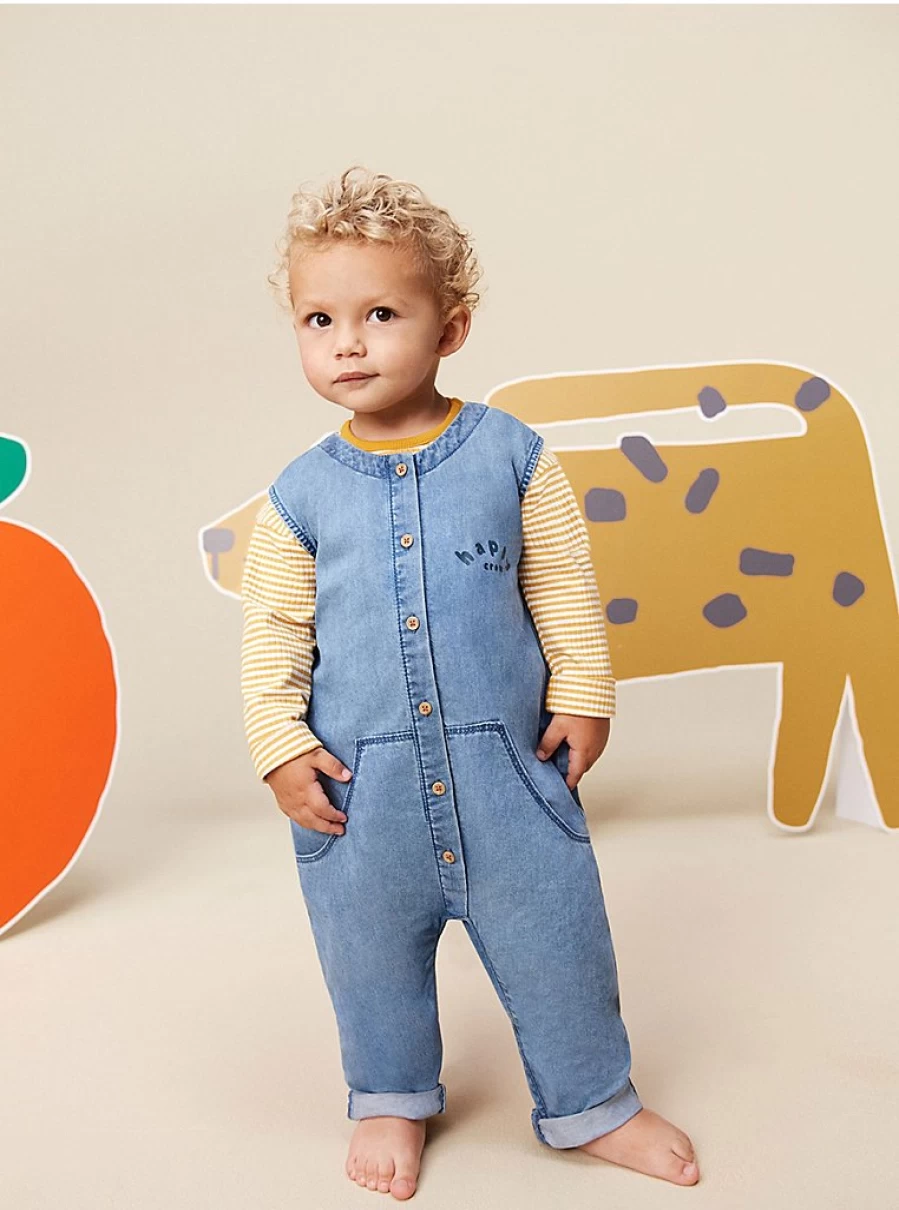 George at Asda Baby Boys' Denim Dungarees & Striped Bodysuit Outfit – Little Angels Collection Review