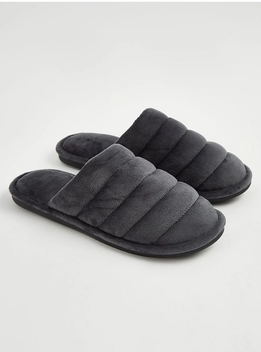 Men's Grey Ribbed Mule Slippers by George at Asda – Comfort & Style Review