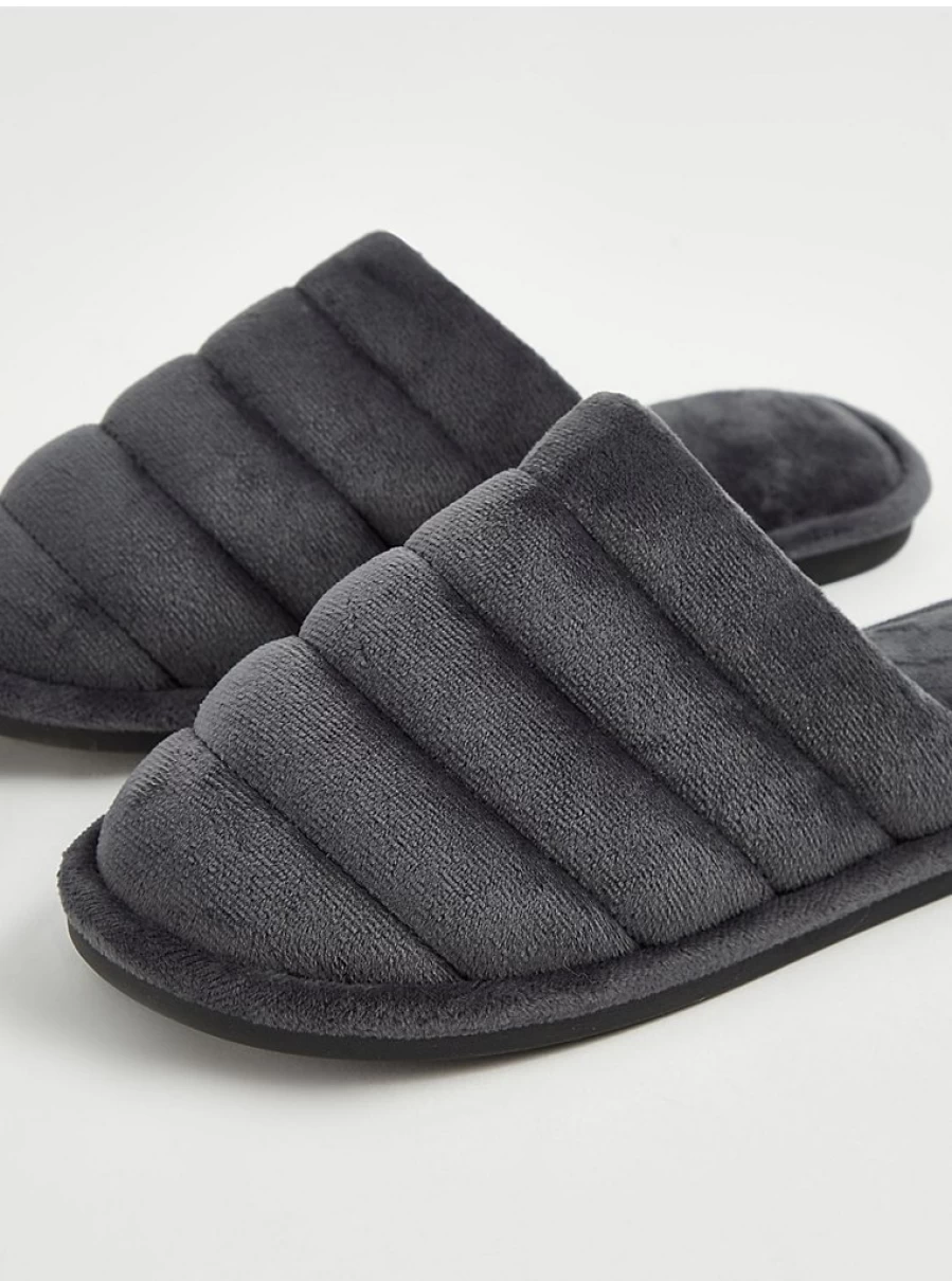 Men's Grey Ribbed Mule Slippers by George at Asda – Comfort & Style Review