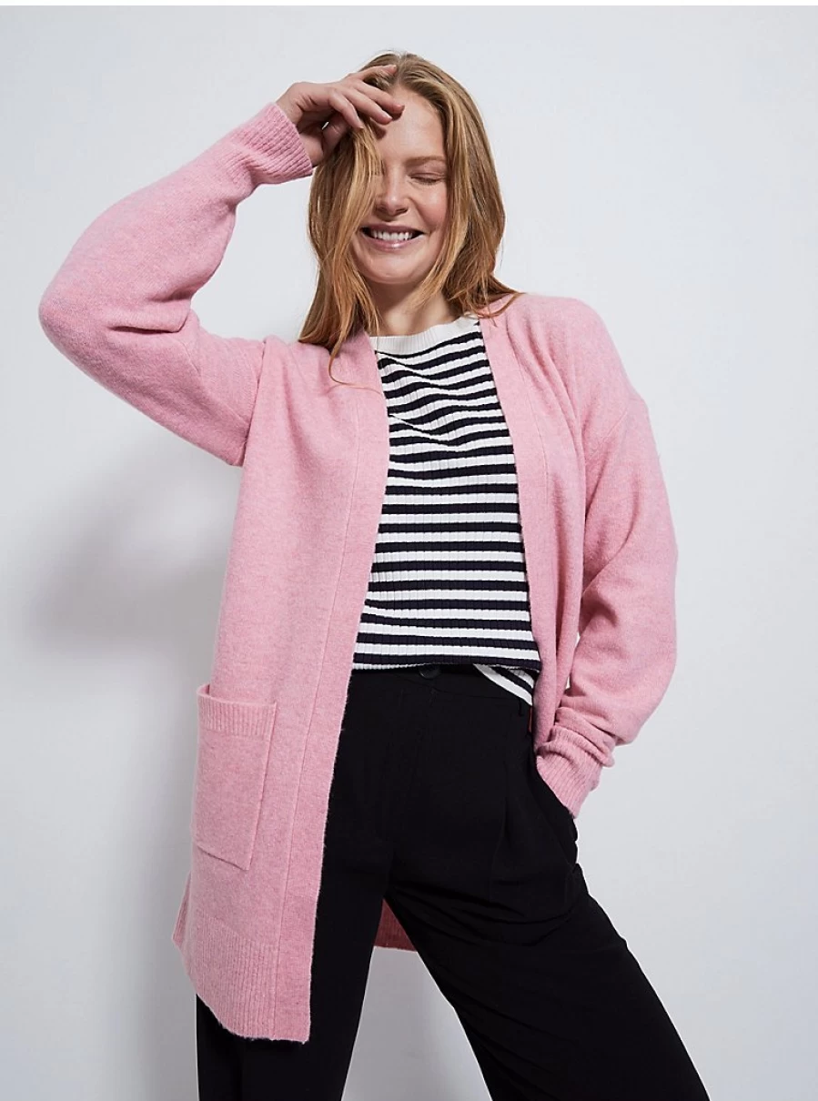 Women's Baby Pink Knitted Midi Cardigan | George at Asda | Soft Comfortable Longline Sweater