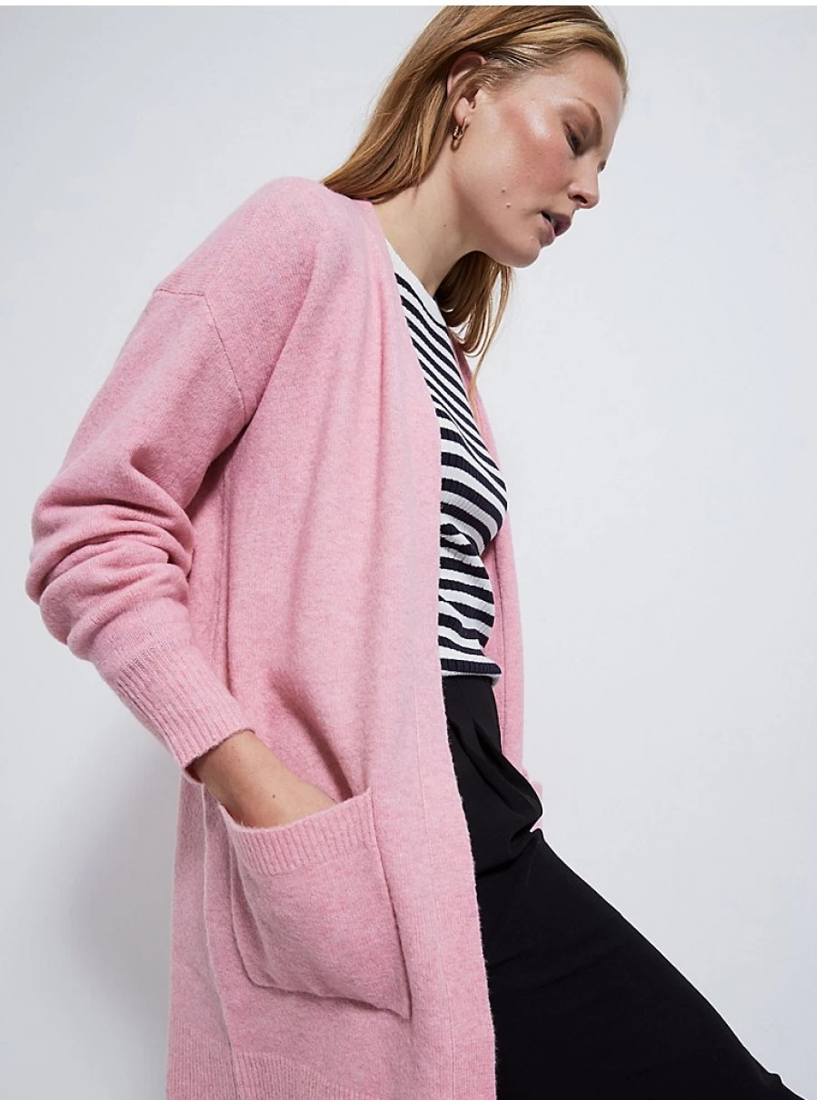 Women's Baby Pink Knitted Midi Cardigan | George at Asda | Soft Comfortable Longline Sweater