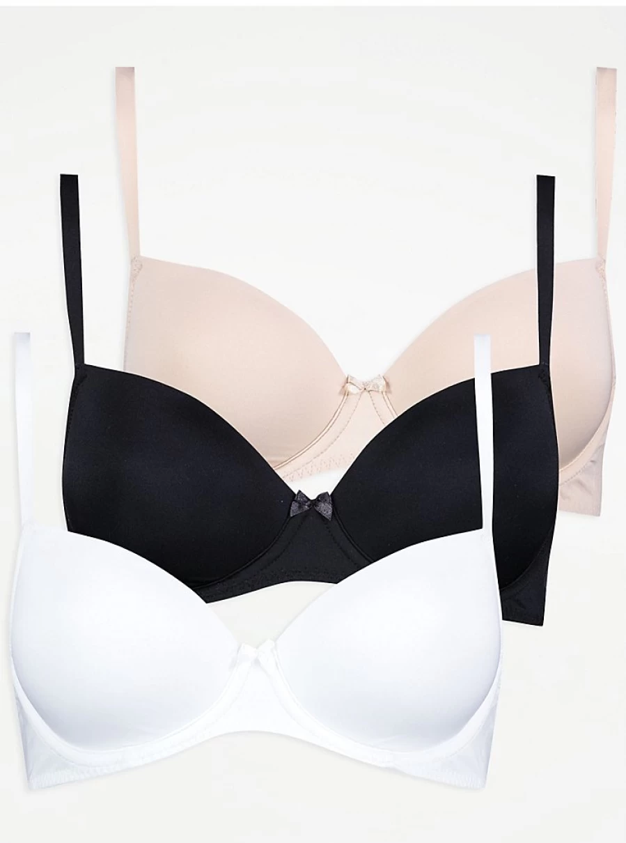 Women's Underwired T-Shirt Bras 3-Pack | Comfortable Everyday Lingerie | George at Asda